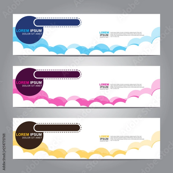 Fototapeta Vector abstract web banner design template. Collection of web banner template. Abstract geometric web design banner template isolated on grey background. 
