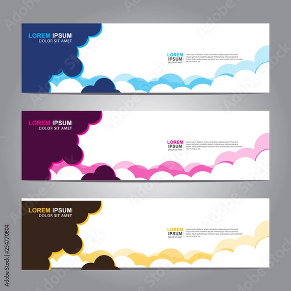 Fototapeta Vector abstract web banner design template. Collection of web banner template. Abstract geometric web design banner template isolated on grey background. 