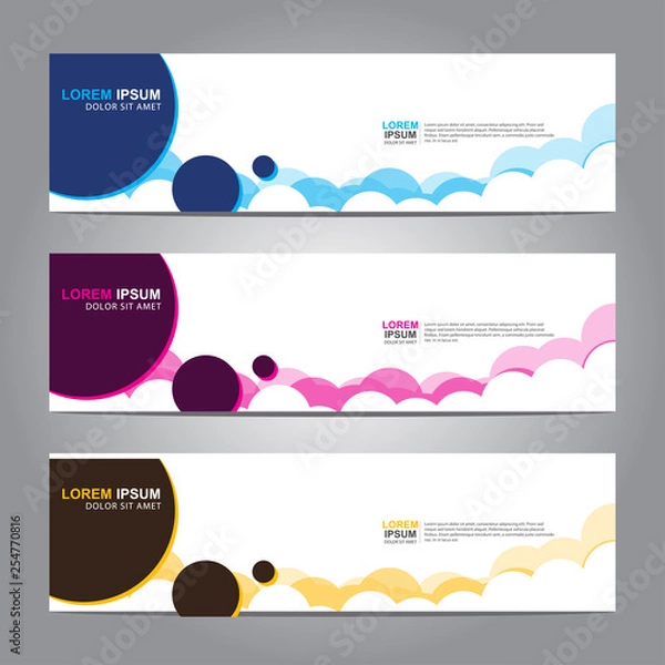 Obraz Vector abstract web banner design template. Collection of web banner template. Abstract geometric web design banner template isolated on grey background. 