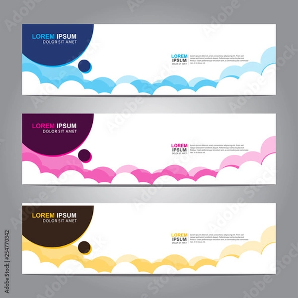 Fototapeta Vector abstract web banner design template. Collection of web banner template. Abstract geometric web design banner template isolated on grey background. 