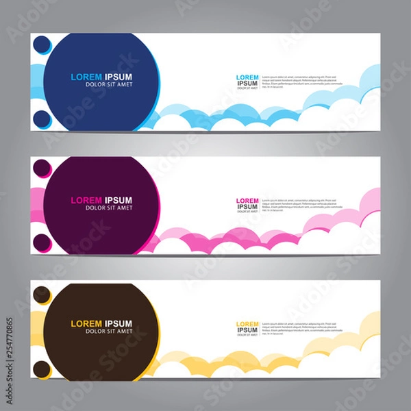 Fototapeta Vector abstract web banner design template. Collection of web banner template. Abstract geometric web design banner template isolated on grey background. 