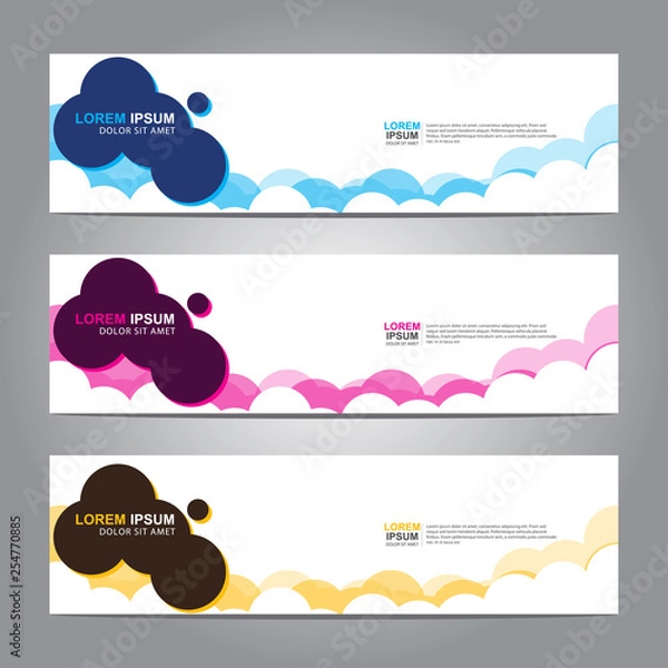Fototapeta Vector abstract web banner design template. Collection of web banner template. Abstract geometric web design banner template isolated on grey background. 