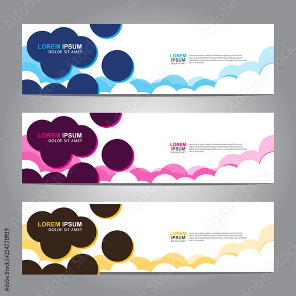 Fototapeta Vector abstract web banner design template. Collection of web banner template. Abstract geometric web design banner template isolated on grey background. 