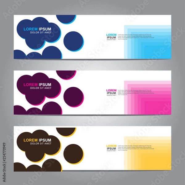 Obraz Vector abstract web banner design template. Collection of web banner template. Abstract geometric web design banner template isolated on grey background. 