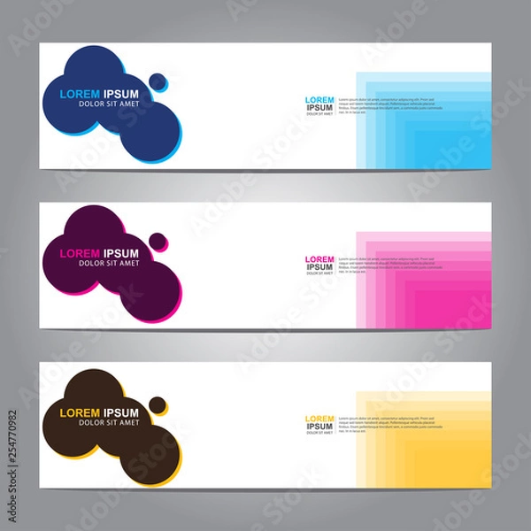 Obraz Vector abstract web banner design template. Collection of web banner template. Abstract geometric web design banner template isolated on grey background. 
