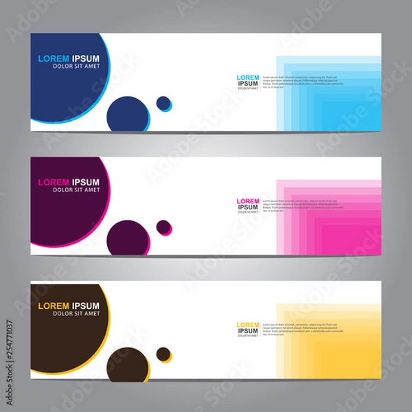 Fototapeta Vector abstract web banner design template. Collection of web banner template. Abstract geometric web design banner template isolated on grey background. 