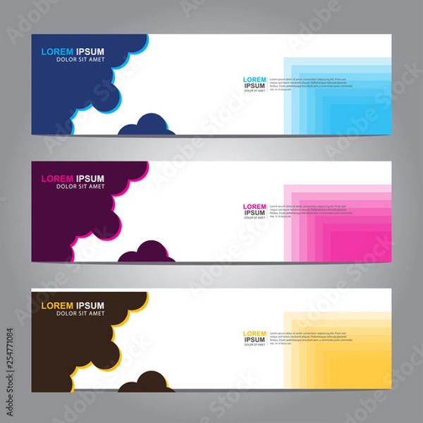 Fototapeta Vector abstract web banner design template. Collection of web banner template. Abstract geometric web design banner template isolated on grey background. 