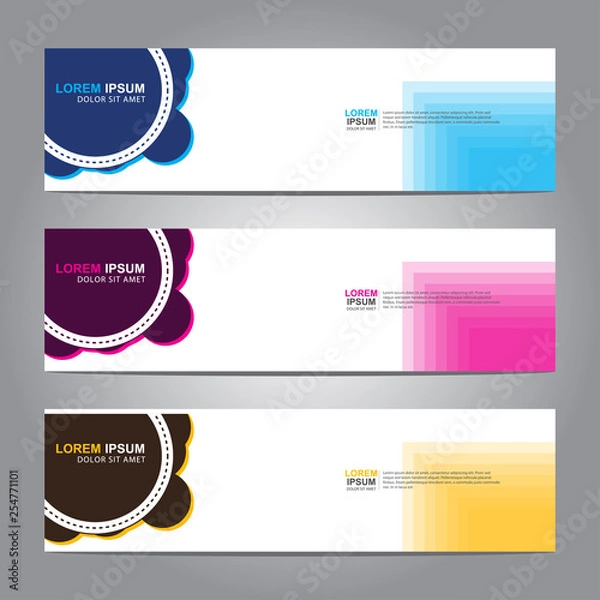 Fototapeta Vector abstract web banner design template. Collection of web banner template. Abstract geometric web design banner template isolated on grey background. 