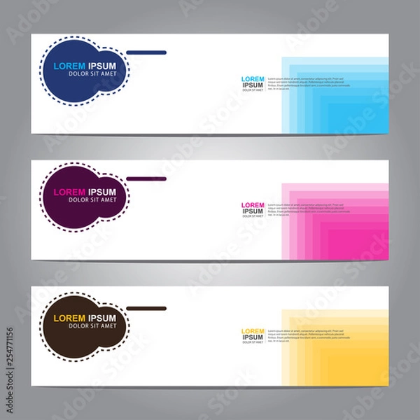 Fototapeta Vector abstract web banner design template. Collection of web banner template. Abstract geometric web design banner template isolated on grey background. 