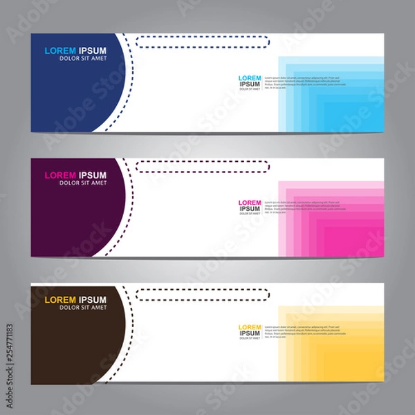 Fototapeta Vector abstract web banner design template. Collection of web banner template. Abstract geometric web design banner template isolated on grey background. 