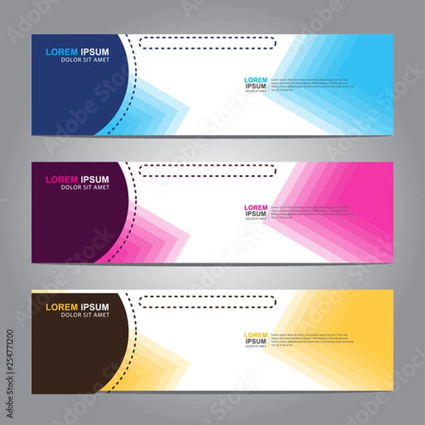 Fototapeta Vector abstract web banner design template. Collection of web banner template. Abstract geometric web design banner template isolated on grey background. 