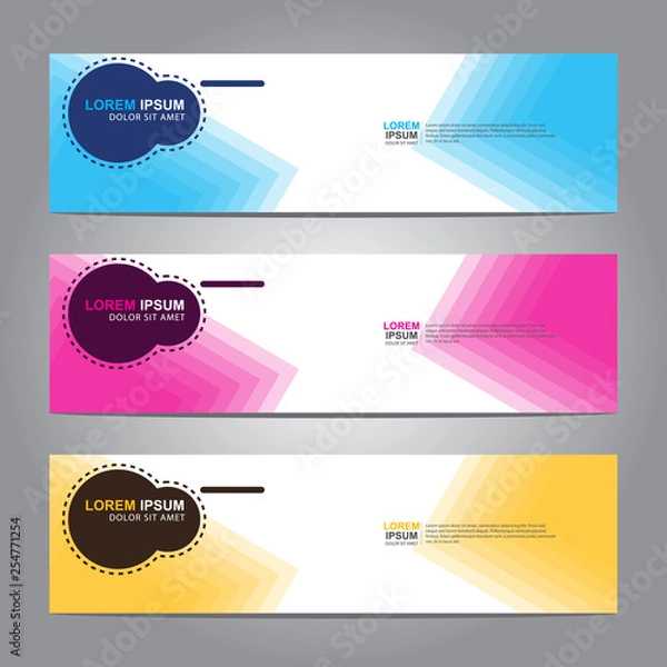 Obraz Vector abstract web banner design template. Collection of web banner template. Abstract geometric web design banner template isolated on grey background. 