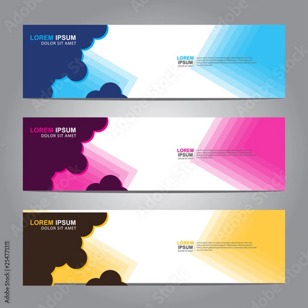 Obraz Vector abstract web banner design template. Collection of web banner template. Abstract geometric web design banner template isolated on grey background. 