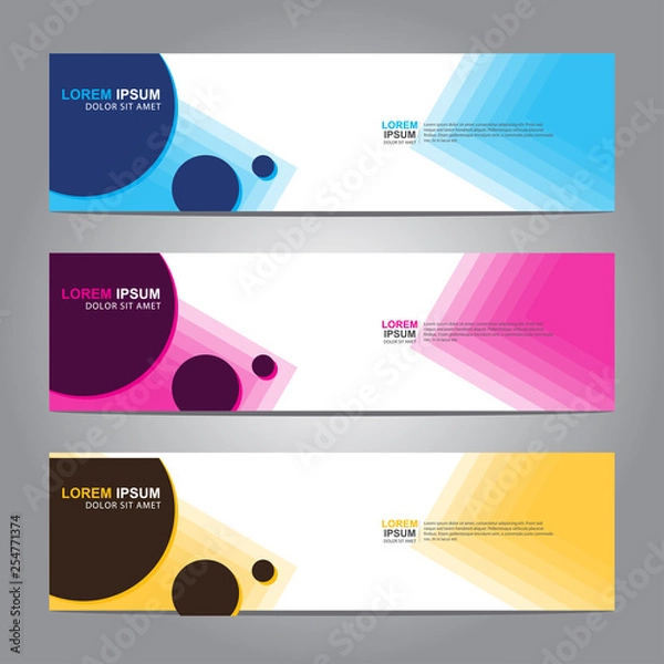 Obraz Vector abstract web banner design template. Collection of web banner template. Abstract geometric web design banner template isolated on grey background. 