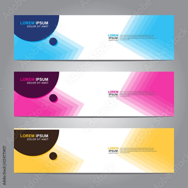 Obraz Vector abstract web banner design template. Collection of web banner template. Abstract geometric web design banner template isolated on grey background. 