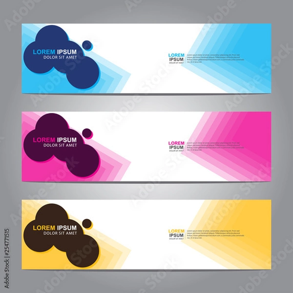 Obraz Vector abstract web banner design template. Collection of web banner template. Abstract geometric web design banner template isolated on grey background. 