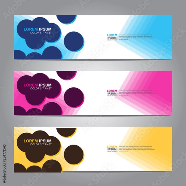 Fototapeta Vector abstract web banner design template. Collection of web banner template. Abstract geometric web design banner template isolated on grey background. 