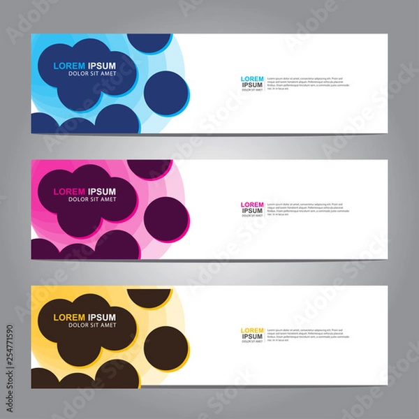 Fototapeta Vector abstract web banner design template. Collection of web banner template. Abstract geometric web design banner template isolated on grey background. 