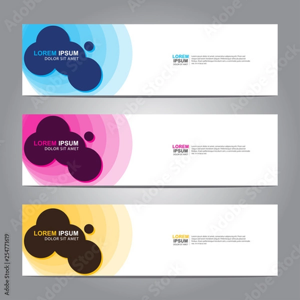 Fototapeta Vector abstract web banner design template. Collection of web banner template. Abstract geometric web design banner template isolated on grey background. 