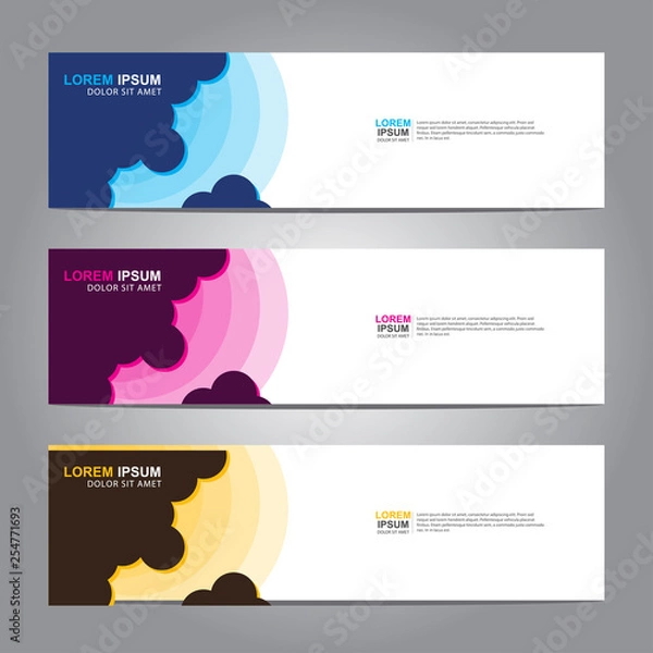 Fototapeta Vector abstract web banner design template. Collection of web banner template. Abstract geometric web design banner template isolated on grey background. 