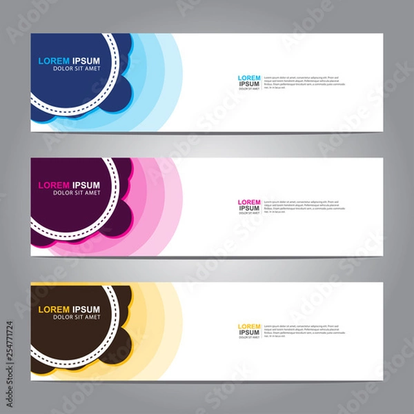 Fototapeta Vector abstract web banner design template. Collection of web banner template. Abstract geometric web design banner template isolated on grey background. 