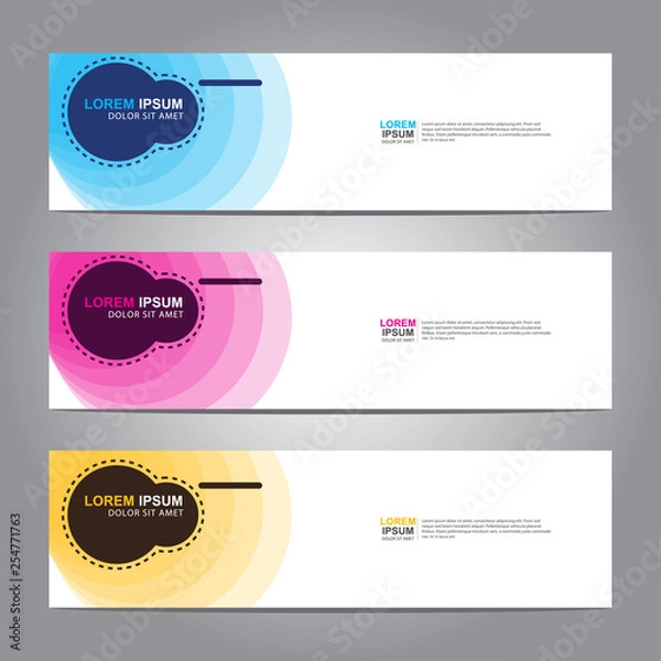 Fototapeta Vector abstract web banner design template. Collection of web banner template. Abstract geometric web design banner template isolated on grey background. 