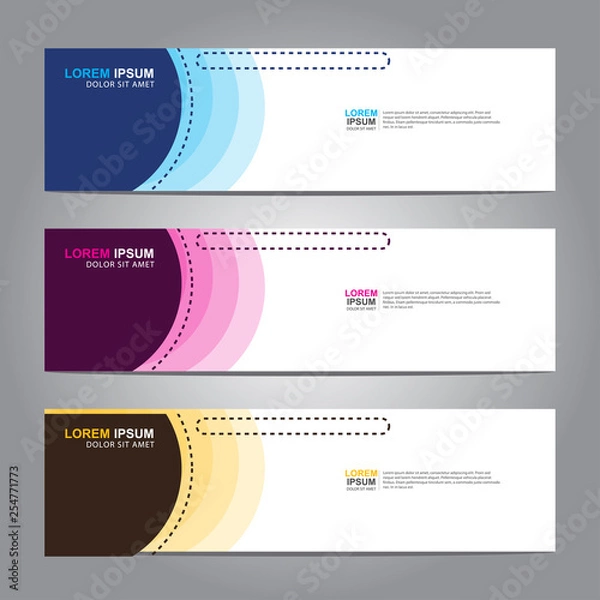 Obraz Vector abstract web banner design template. Collection of web banner template. Abstract geometric web design banner template isolated on grey background. 