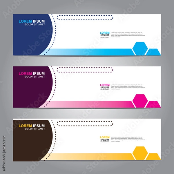 Obraz Vector abstract web banner design template. Collection of web banner template. Abstract geometric web design banner template isolated on grey background. 