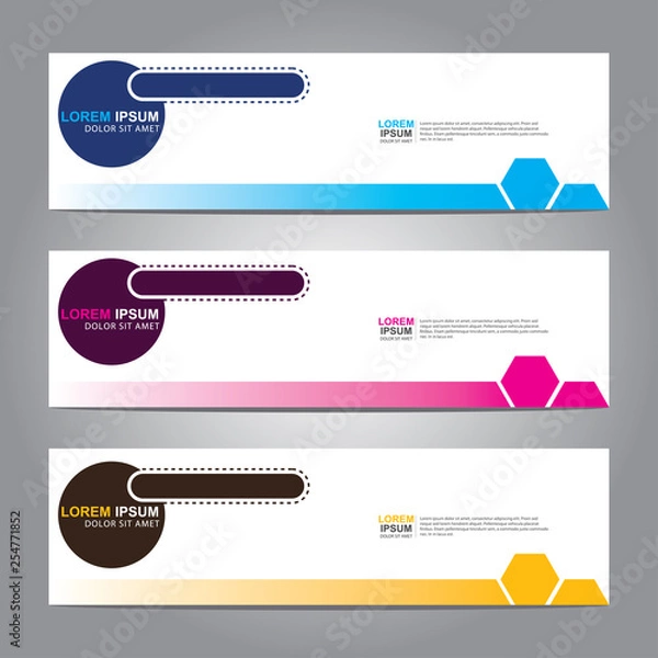 Fototapeta Vector abstract web banner design template. Collection of web banner template. Abstract geometric web design banner template isolated on grey background. 