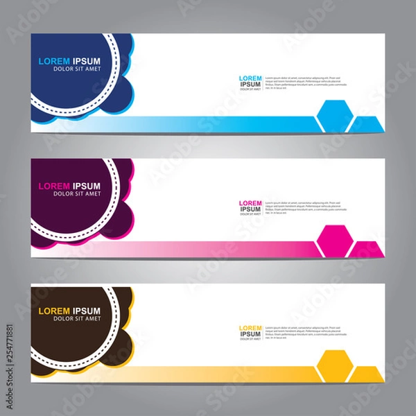 Obraz Vector abstract web banner design template. Collection of web banner template. Abstract geometric web design banner template isolated on grey background. 