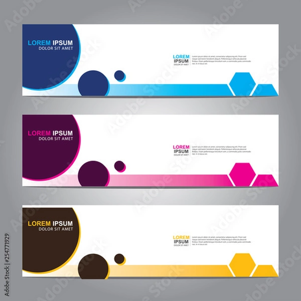 Fototapeta Vector abstract web banner design template. Collection of web banner template. Abstract geometric web design banner template isolated on grey background. 
