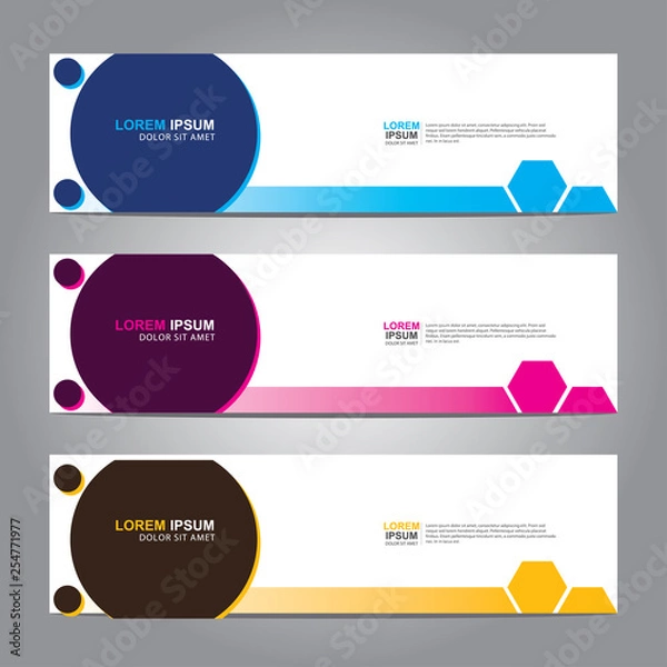 Fototapeta Vector abstract web banner design template. Collection of web banner template. Abstract geometric web design banner template isolated on grey background. 