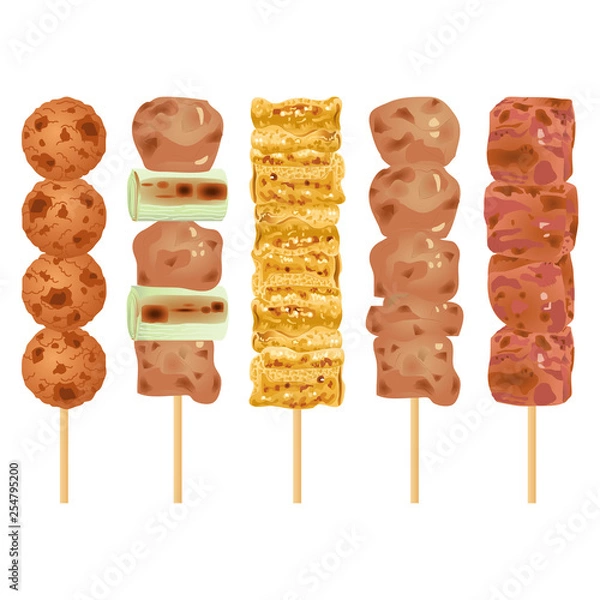 Fototapeta 焼き鳥 盛り合わせ 塩味