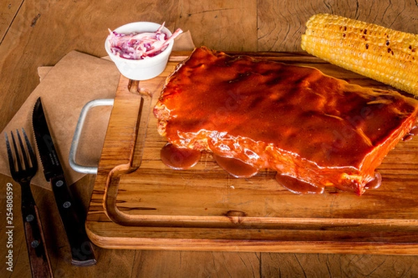 Obraz Pork Ribs wiht BBQ sauce