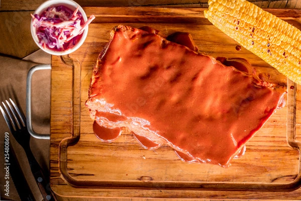 Obraz Pork Ribs wiht BBQ sauce