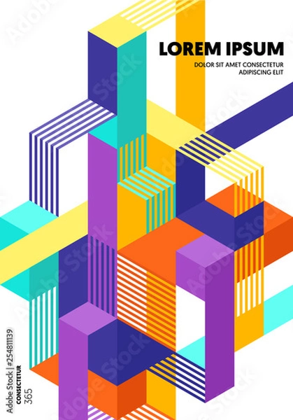 Fototapeta Abstract geometric isometric shape layout design template background modern art style