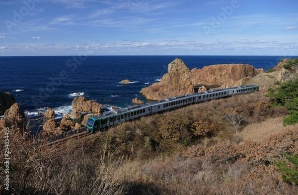 Obraz 《五能線が走る風景》青森県深浦町