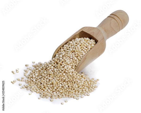 Fototapeta Healthy white quinoa seeds isolated on white background, Healthy food habits and concept of balanced diet