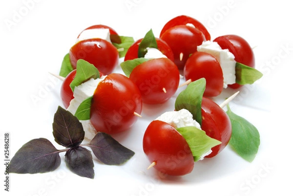 Obraz Cherry tomatoes with cheese and basil