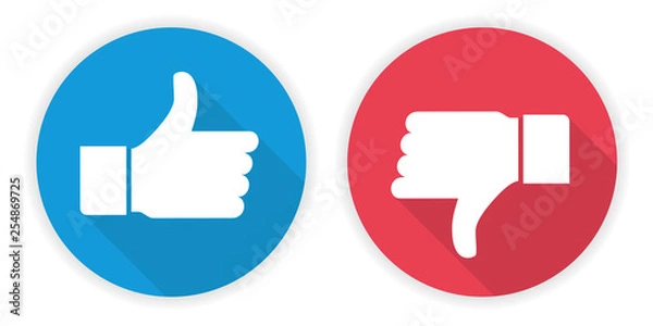 Fototapeta Icon thumb up and thumb down. Like and dislike sign design - Vector.