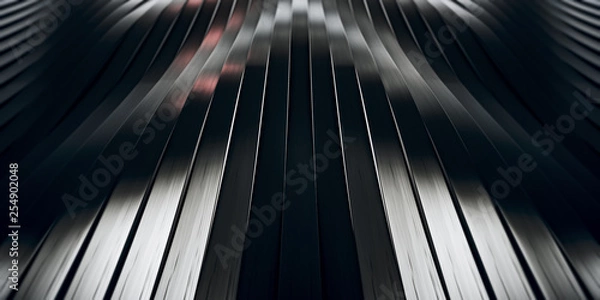 Obraz Elegant Luxury Black Metal smooth line background.  Abstract Dark metallic Stainless steel curve shapes. 3d render
