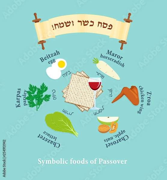 Obraz Passover Symbols Set
