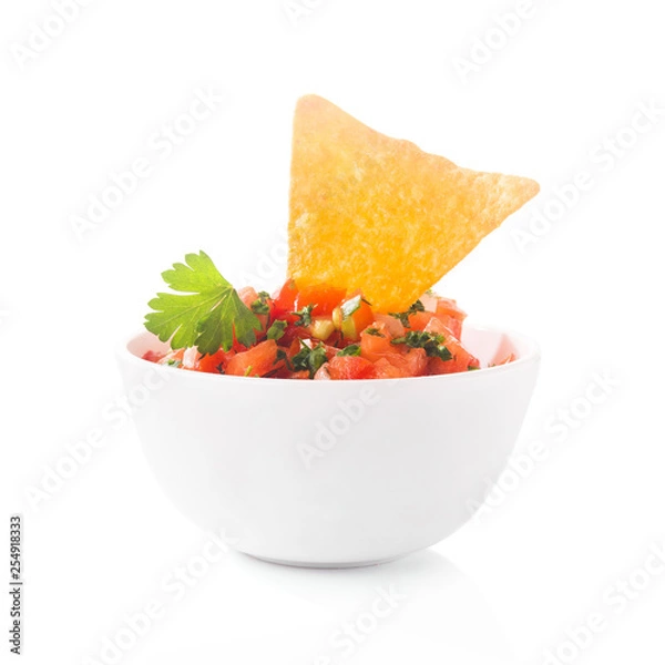 Obraz Mexican tomato salsa with tortilla chips