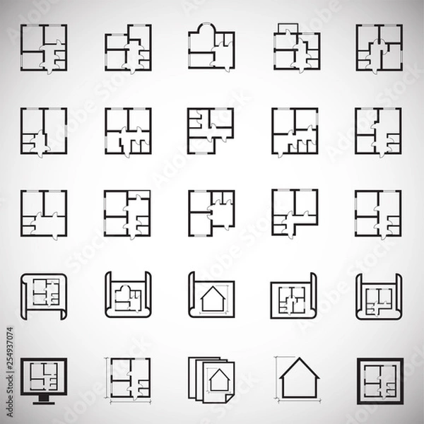 Obraz Home blueprint icon on white background for graphic and web design. Simple vector sign. Internet concept symbol for website button or mobile app.