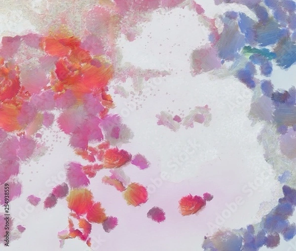 Fototapeta Large colorful splashes of paint on canvas, unique design elements, original grunge texture in very high resolution, deep colors digital background, textured oil template.