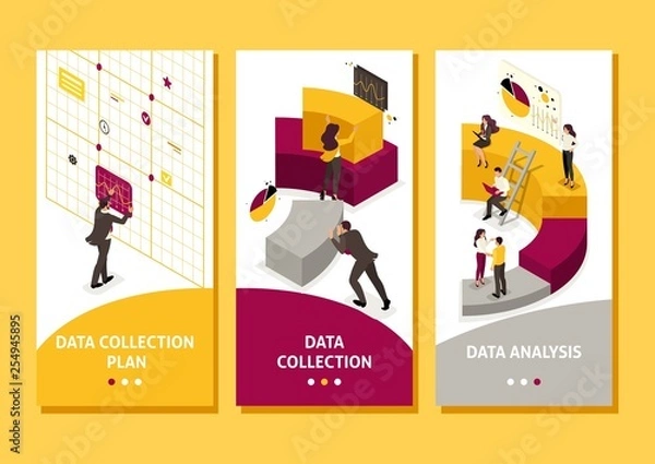 Fototapeta Isometric Collecting and Analyzing Data