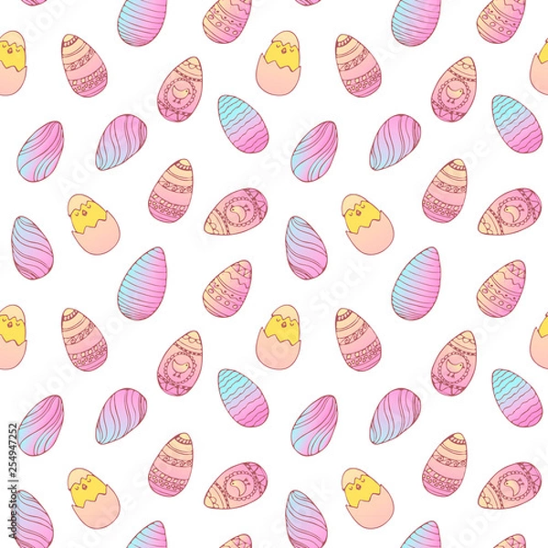 Obraz Handdrawn easter seamless pattern