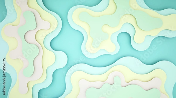 Fototapeta Light pastel wave for artwork background or backdrop- Wavy pastel paper cut style and craft style- Artwork pastel wave and empty space for add message - 3D Illustration