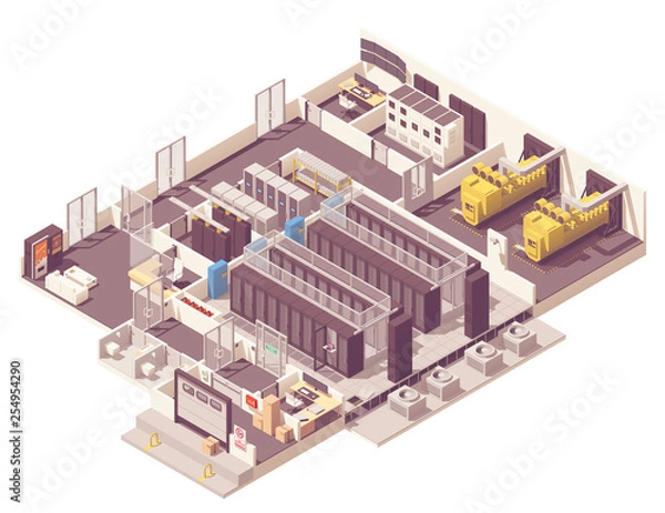 Fototapeta Isometric data center interior