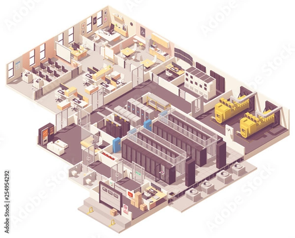 Obraz Izometryczne wnętrze centrum danych